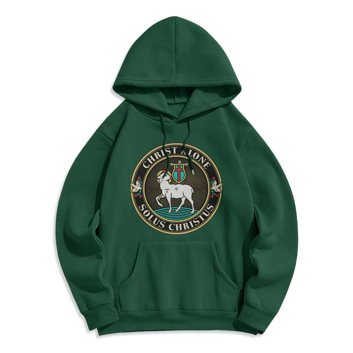 Christianartworkshop Moderner Stil Christ Alone Lamb of God Polyester-Kapuzenpullover mit Fleecefutter