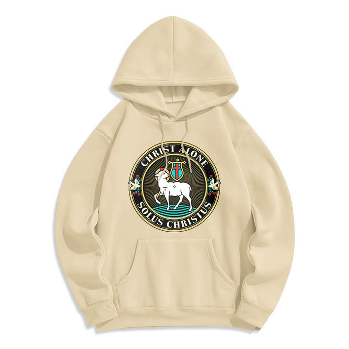 Christianartworkshop Moderner Stil Christ Alone Lamb of God Polyester-Kapuzenpullover mit Fleecefutter - Beige - 2XL - image 0