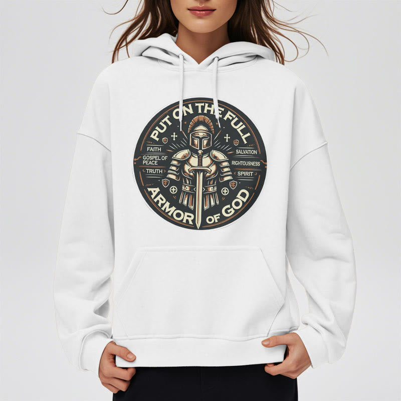 Christianartworkshop Moderner Stil: Zieh die volle Rüstung Gottes an, mit Fleece gefütterter Polyester-Kapuzenpullover
