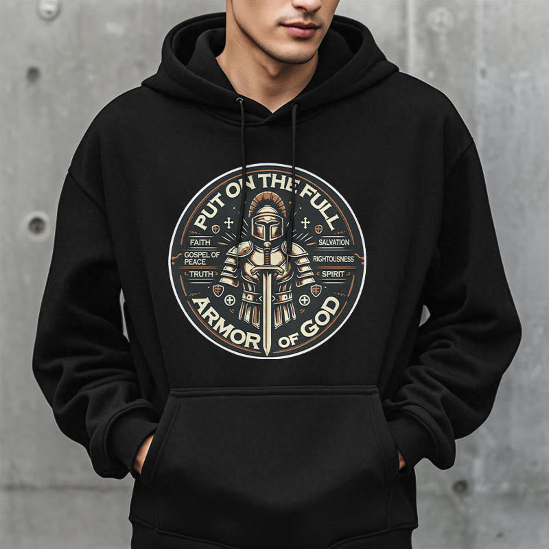 Christianartworkshop Moderner Stil: Zieh die volle Rüstung Gottes an, mit Fleece gefütterter Polyester-Kapuzenpullover