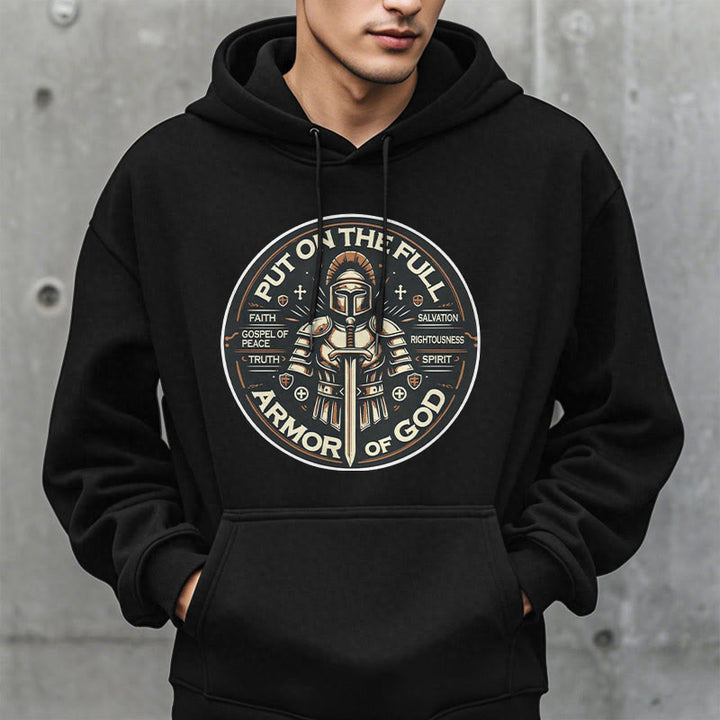 Christianartworkshop Moderner Stil: Zieh die volle Rüstung Gottes an, mit Fleece gefütterter Polyester-Kapuzenpullover