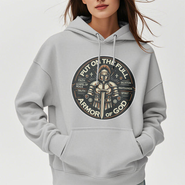 Christianartworkshop Moderner Stil: Zieh die volle Rüstung Gottes an, mit Fleece gefütterter Polyester-Kapuzenpullover