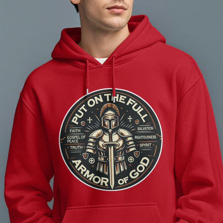Christianartworkshop Moderner Stil „Zieh die volle Rüstung Gottes an“ Fleecegefütterter Polyester-Hoodie - image 37