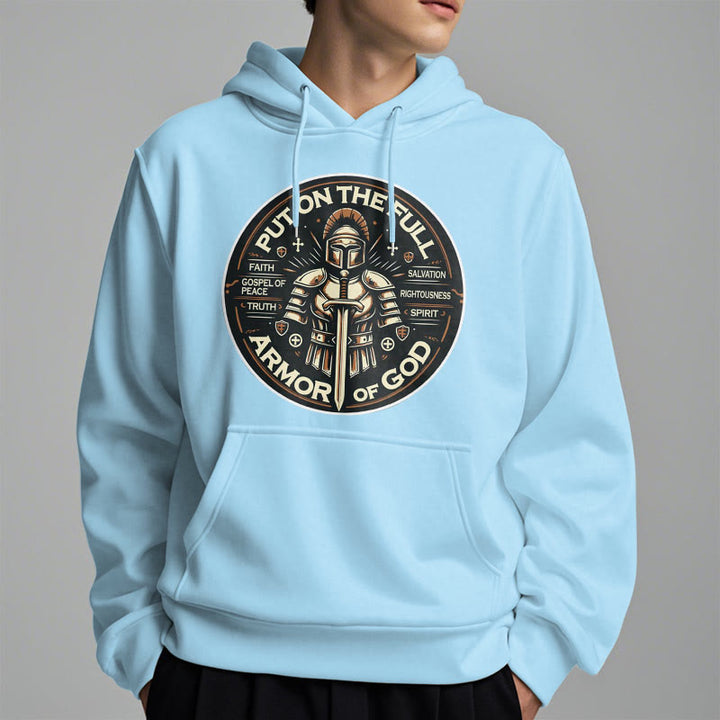 Christianartworkshop Moderner Stil „Zieh die volle Rüstung Gottes an“ Fleecegefütterter Polyester-Hoodie - image 32