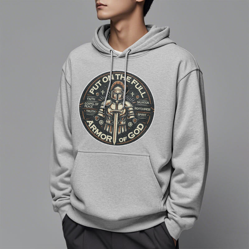 Christianartworkshop Moderner Stil „Zieh die volle Rüstung Gottes an“ Fleecegefütterter Polyester-Hoodie - image 1