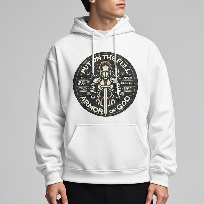 Christianartworkshop Moderner Stil: Zieh die volle Rüstung Gottes an, mit Fleece gefütterter Polyester-Kapuzenpullover