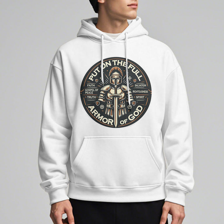 Christianartworkshop Moderner Stil: Zieh die volle Rüstung Gottes an, mit Fleece gefütterter Polyester-Kapuzenpullover