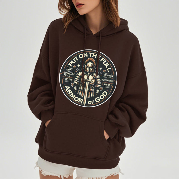 Christianartworkshop Moderner Stil: Zieh die volle Rüstung Gottes an, mit Fleece gefütterter Polyester-Kapuzenpullover