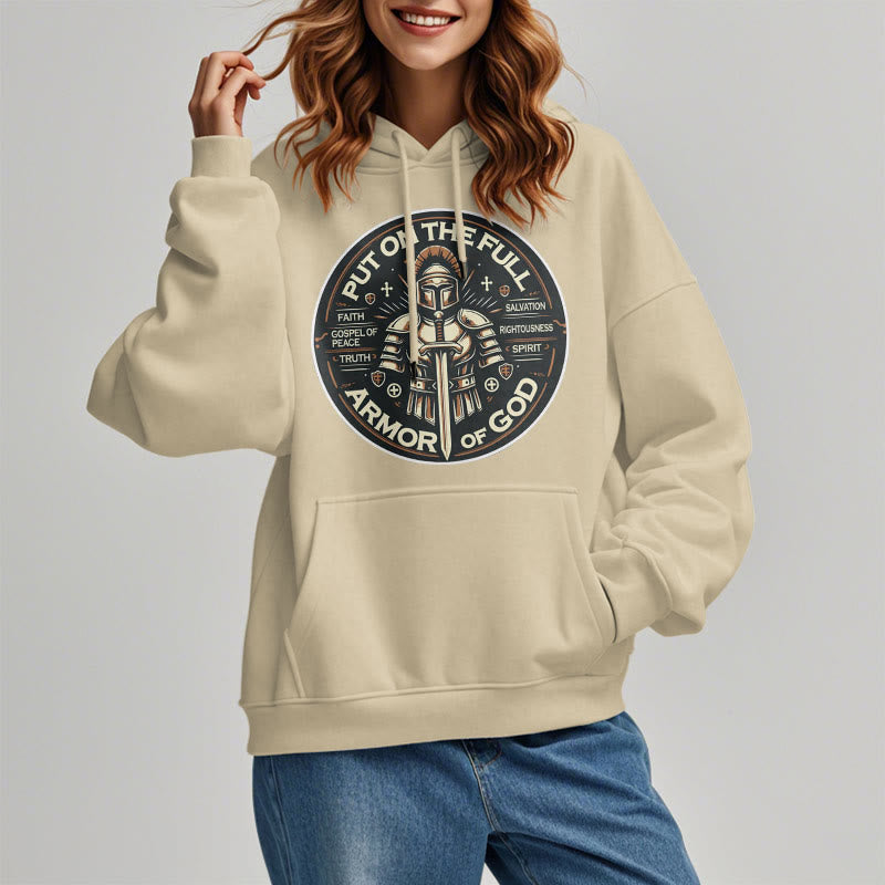 Christianartworkshop Moderner Stil: Zieh die volle Rüstung Gottes an, mit Fleece gefütterter Polyester-Kapuzenpullover
