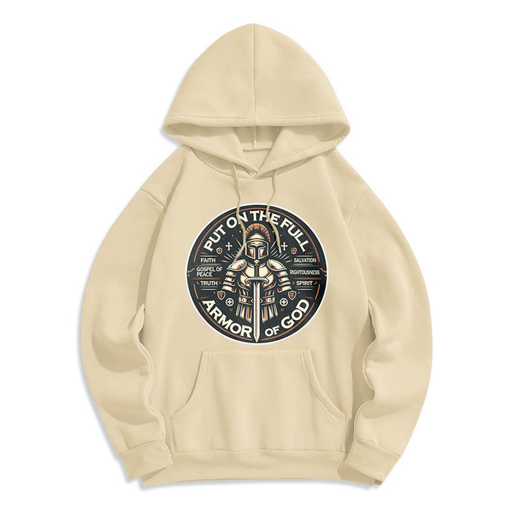 Christianartworkshop Moderner Stil „Zieh die volle Rüstung Gottes an“ Fleecegefütterter Polyester-Hoodie - Beige - 2XL - image 15
