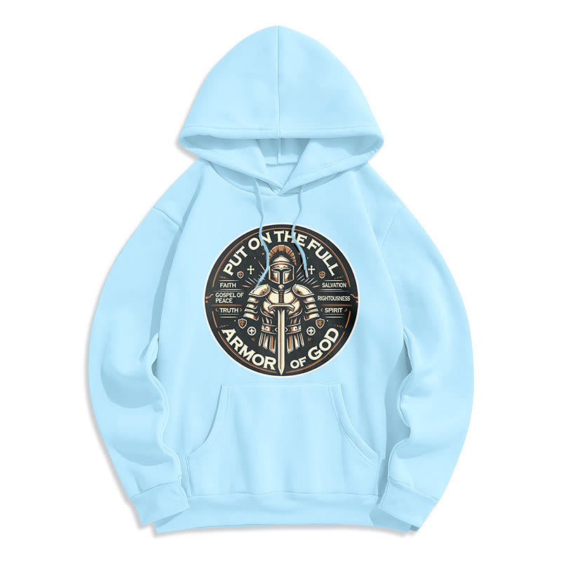 Christianartworkshop Moderner Stil „Zieh die volle Rüstung Gottes an“ Fleecegefütterter Polyester-Hoodie - Blau - 2XL - image 30