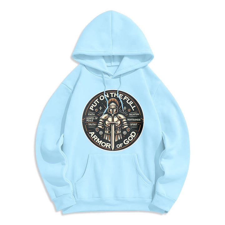 Christianartworkshop Moderner Stil „Zieh die volle Rüstung Gottes an“ Fleecegefütterter Polyester-Hoodie - Blau - 2XL - image 30