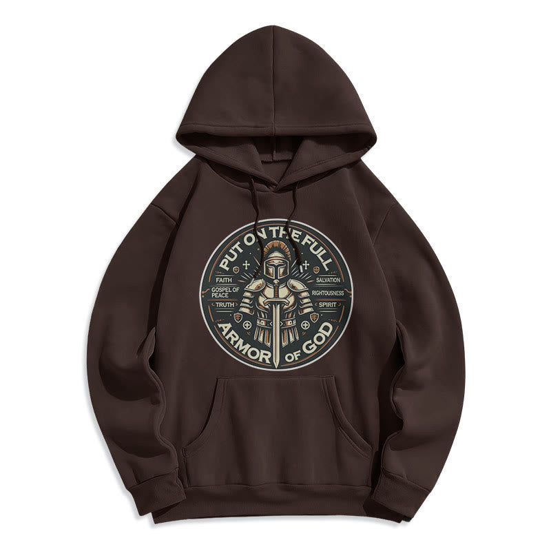 Christianartworkshop Moderner Stil „Zieh die volle Rüstung Gottes an“ Fleecegefütterter Polyester-Hoodie - Braun - 2XL - image 20