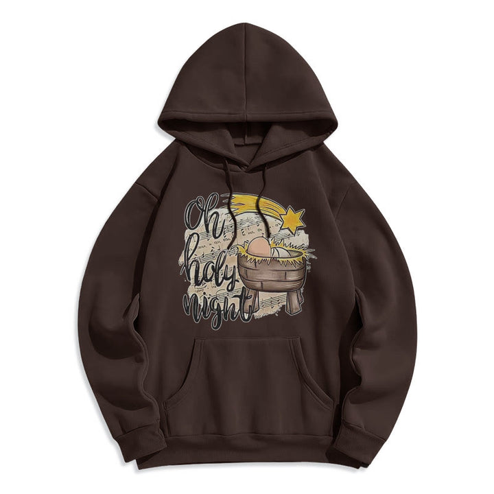 Christianartworkshop Farbiger Stil Heilige Nacht Wiege Krippe Fleece gefüttert Polyester Hoodie