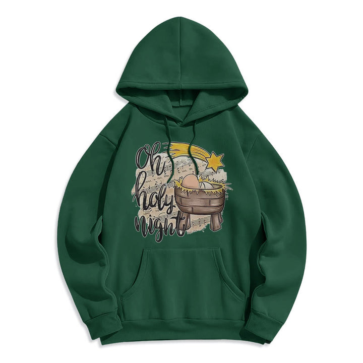 Christianartworkshop Farbiger Hoodie mit Krippenmotiv und Fleece-Futter aus Polyester, gefüttert mit der Heiligen Nacht - Grün - 2XL - image 25
