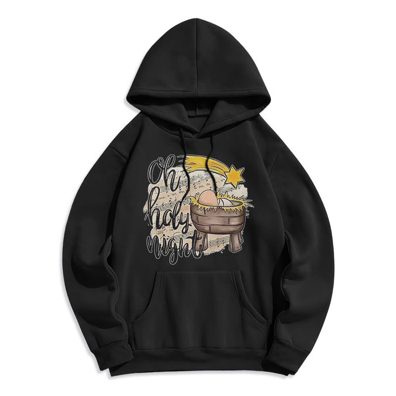 Christianartworkshop Farbiger Stil Heilige Nacht Wiege Krippe Fleece gefüttert Polyester Hoodie