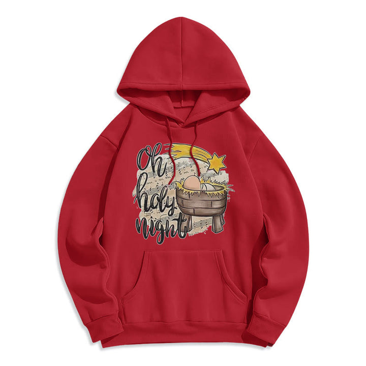 Christianartworkshop Farbiger Hoodie mit Krippenmotiv und Fleece-Futter aus Polyester, gefüttert mit der Heiligen Nacht - Rot - 2XL - image 35