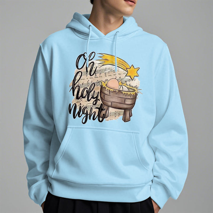 Christianartworkshop Farbiger Stil Heilige Nacht Wiege Krippe Fleece gefüttert Polyester Hoodie