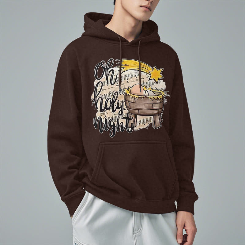 Christianartworkshop Farbiger Stil Heilige Nacht Wiege Krippe Fleece gefüttert Polyester Hoodie