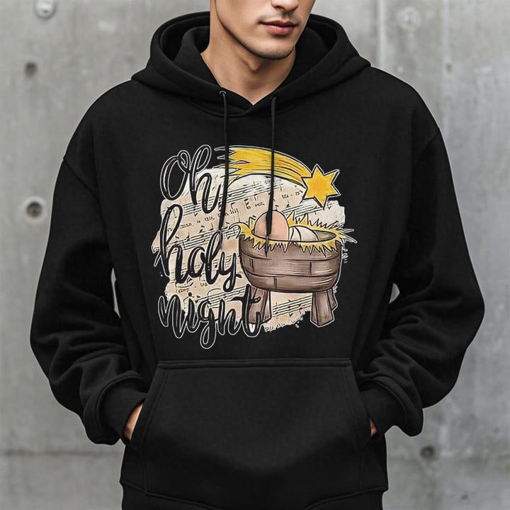 Christianartworkshop Farbiger Stil Heilige Nacht Wiege Krippe Fleece gefüttert Polyester Hoodie