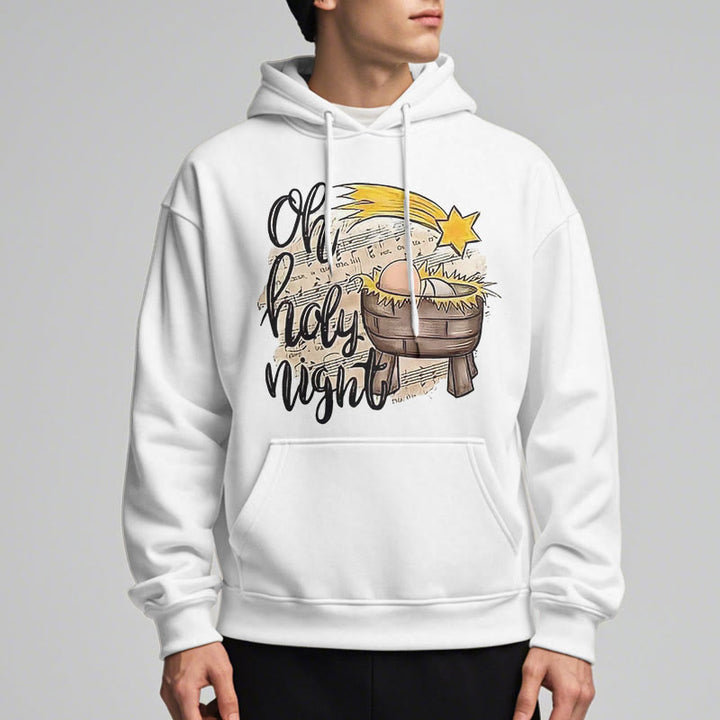 Christianartworkshop Farbiger Stil Heilige Nacht Wiege Krippe Fleece gefüttert Polyester Hoodie