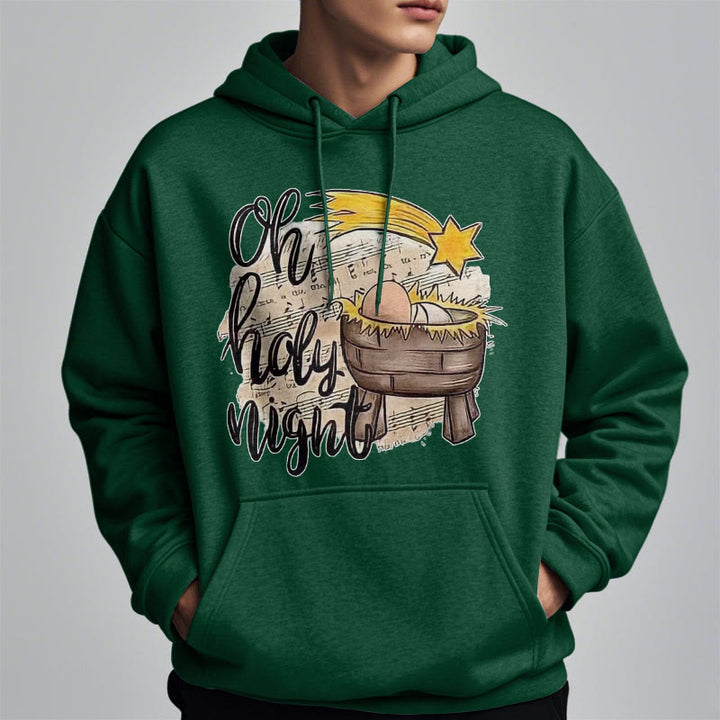 Christianartworkshop Farbiger Stil Heilige Nacht Wiege Krippe Fleece gefüttert Polyester Hoodie