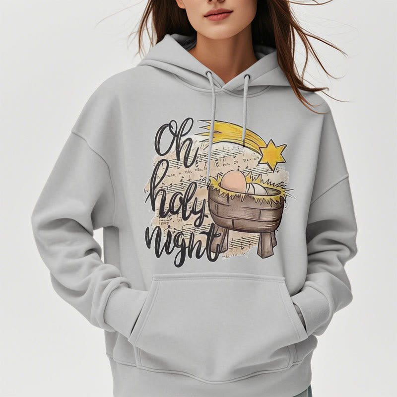 Christianartworkshop Farbiger Stil Heilige Nacht Wiege Krippe Fleece gefüttert Polyester Hoodie