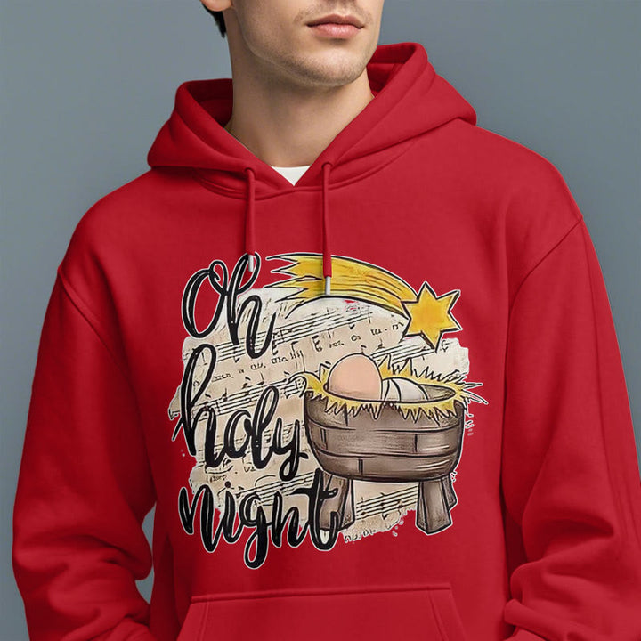 Christianartworkshop Farbiger Stil Heilige Nacht Wiege Krippe Fleece gefüttert Polyester Hoodie