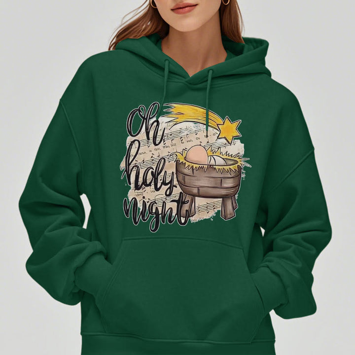 Christianartworkshop Farbiger Hoodie mit Krippenmotiv und Fleece-Futter aus Polyester, gefüttert mit der Heiligen Nacht - image 28