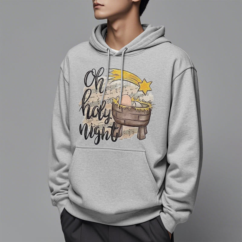 Christianartworkshop Farbiger Stil Heilige Nacht Wiege Krippe Fleece gefüttert Polyester Hoodie
