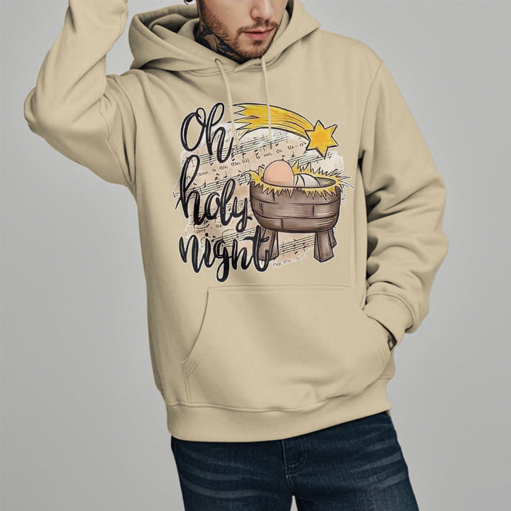 Christianartworkshop Farbiger Stil Heilige Nacht Wiege Krippe Fleece gefüttert Polyester Hoodie