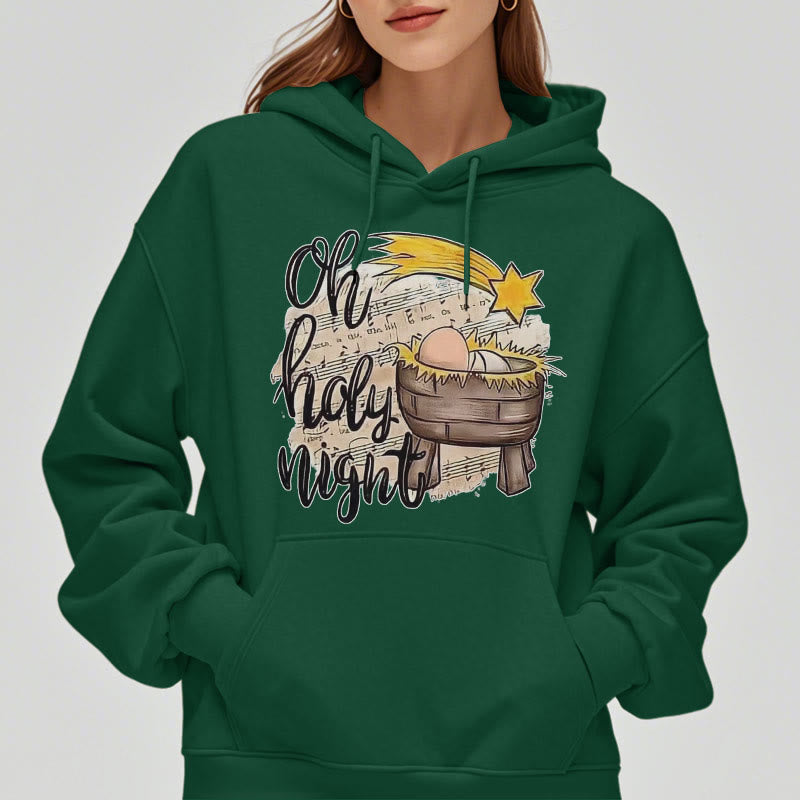 Christianartworkshop Farbiger Stil Heilige Nacht Wiege Krippe Fleece gefüttert Polyester Hoodie