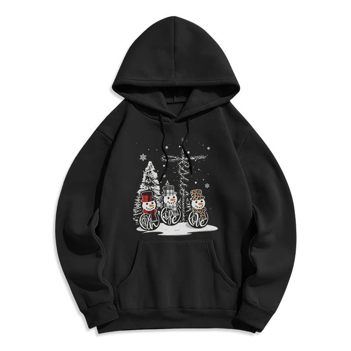 Christianartworkshop Farbiger Hoodie mit Weihnachtsmotiven – Fleecegefüttert, Polyester – Fleecegefüttert - Schwarz - 2XL - image 0