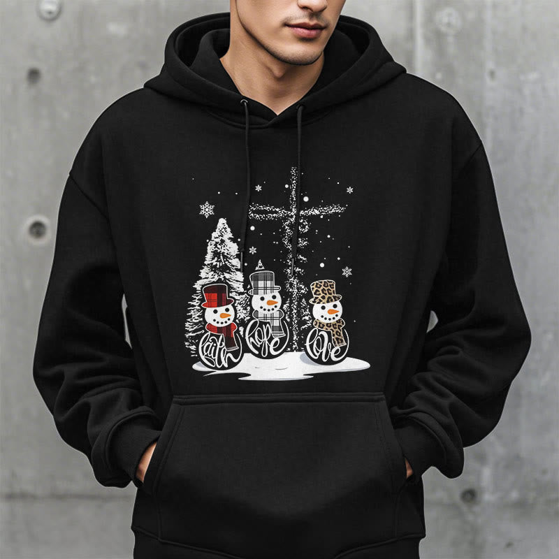 Christianartworkshop Farbiger Stil Glaube Hoffnung Liebe Weihnachten Fleece gefütterter Polyester-Kapuzenpullover