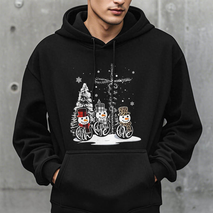 Christianartworkshop Farbiger Stil Glaube Hoffnung Liebe Weihnachten Fleece gefütterter Polyester-Kapuzenpullover