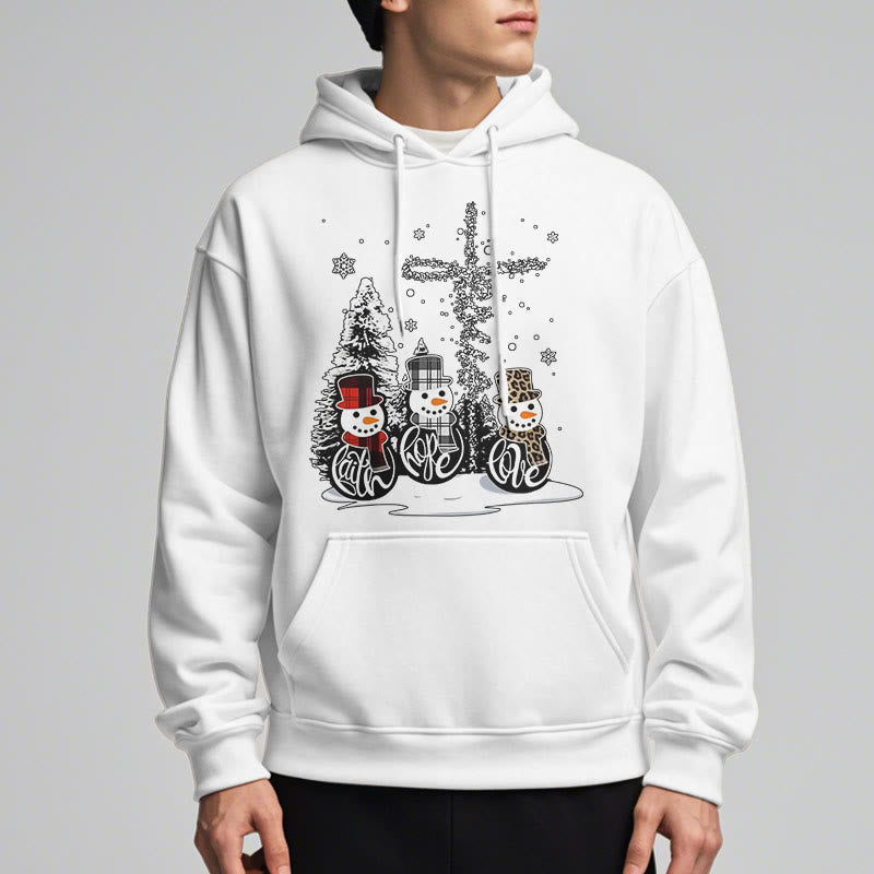 Christianartworkshop Farbiger Stil Glaube Hoffnung Liebe Weihnachten Fleece gefütterter Polyester-Kapuzenpullover
