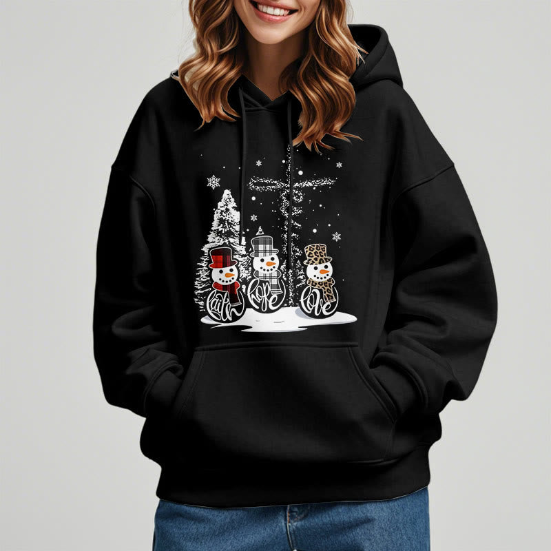 Christianartworkshop Farbiger Stil Glaube Hoffnung Liebe Weihnachten Fleece gefütterter Polyester-Kapuzenpullover