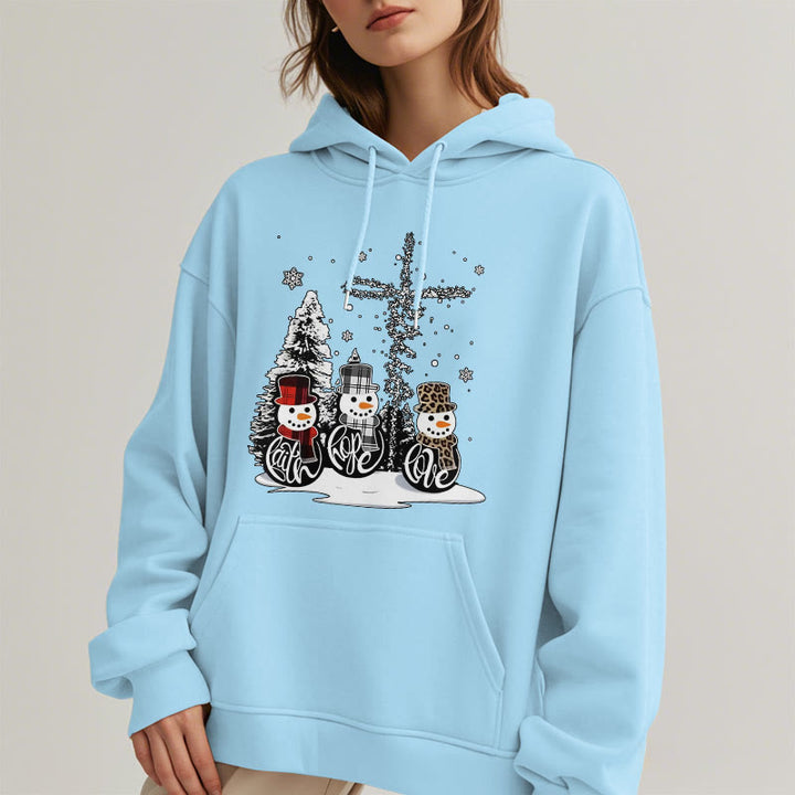 Christianartworkshop Farbiger Stil Glaube Hoffnung Liebe Weihnachten Fleece gefütterter Polyester-Kapuzenpullover