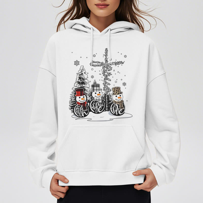 Christianartworkshop Farbiger Stil Glaube Hoffnung Liebe Weihnachten Fleece gefütterter Polyester-Kapuzenpullover