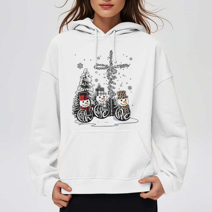 Christianartworkshop Farbiger Stil Glaube Hoffnung Liebe Weihnachten Fleece gefütterter Polyester-Kapuzenpullover