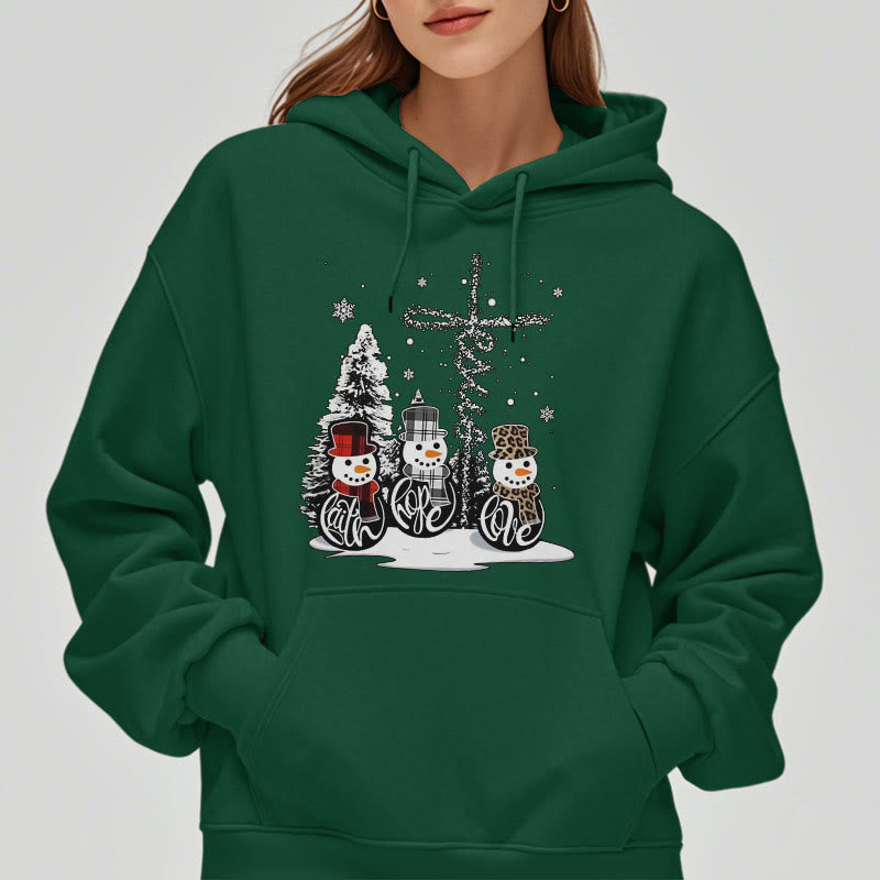 Christianartworkshop Farbiger Stil Glaube Hoffnung Liebe Weihnachten Fleece gefütterter Polyester-Kapuzenpullover