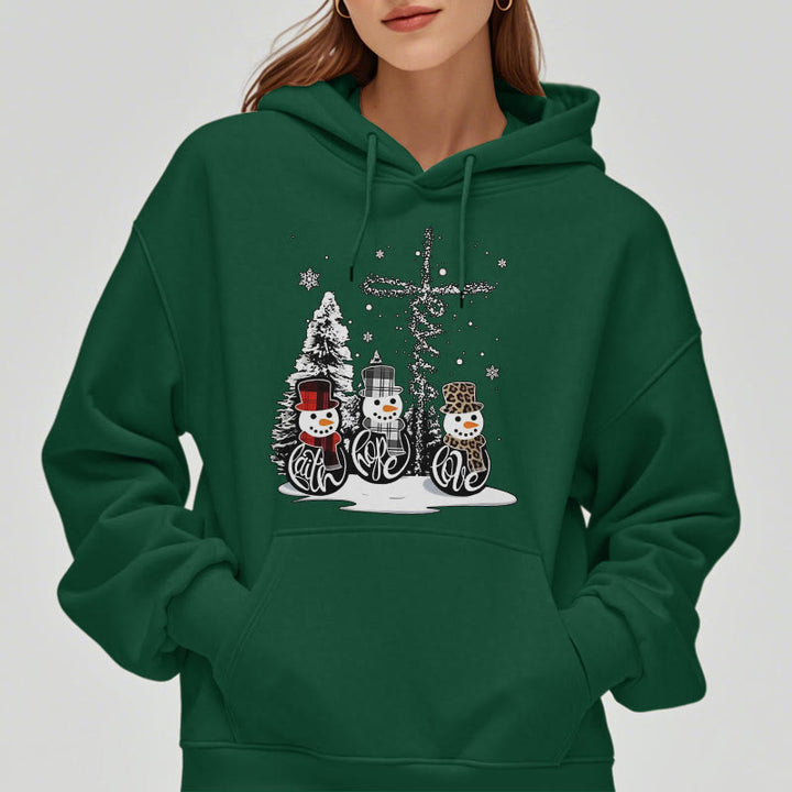 Christianartworkshop Farbiger Stil Glaube Hoffnung Liebe Weihnachten Fleece gefütterter Polyester-Kapuzenpullover