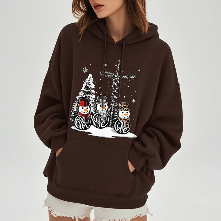 Christianartworkshop Farbiger Stil Glaube Hoffnung Liebe Weihnachten Fleece gefütterter Polyester-Kapuzenpullover