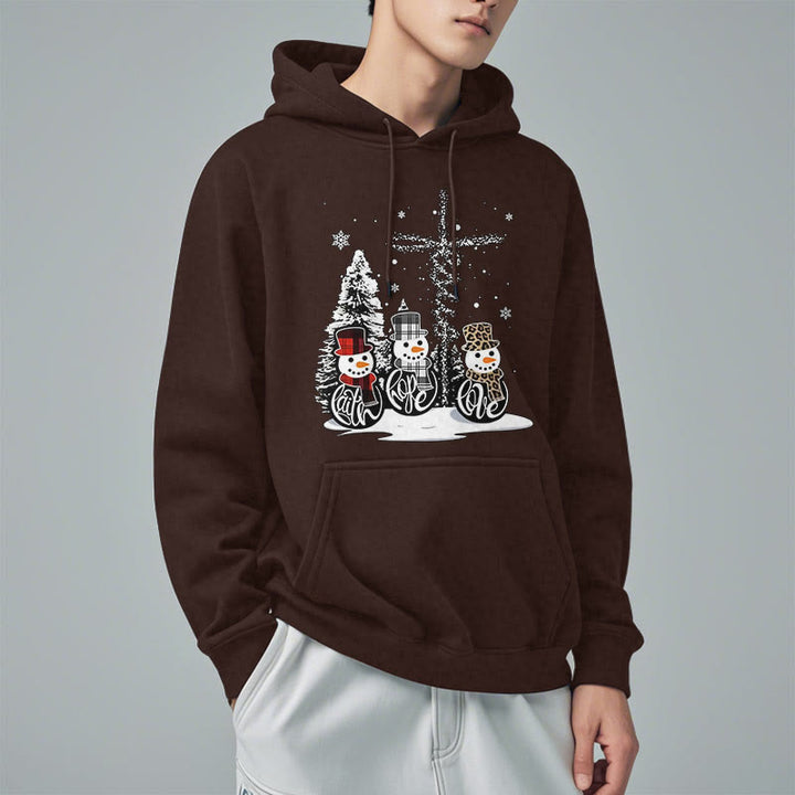 Christianartworkshop Farbiger Stil Glaube Hoffnung Liebe Weihnachten Fleece gefütterter Polyester-Kapuzenpullover