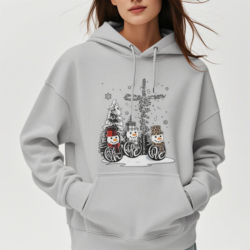 Christianartworkshop Farbiger Stil Glaube Hoffnung Liebe Weihnachten Fleece gefütterter Polyester-Kapuzenpullover