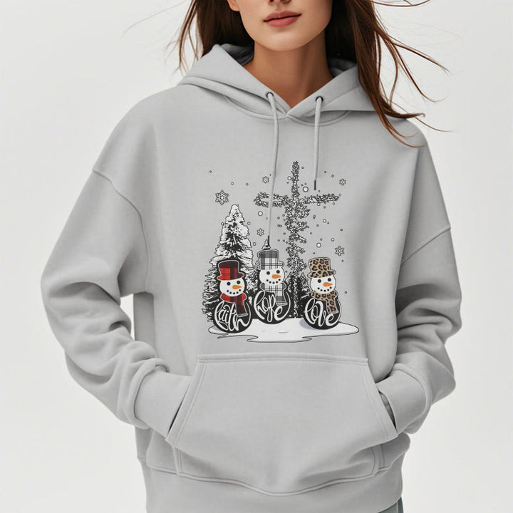 Christianartworkshop Farbiger Stil Glaube Hoffnung Liebe Weihnachten Fleece gefütterter Polyester-Kapuzenpullover