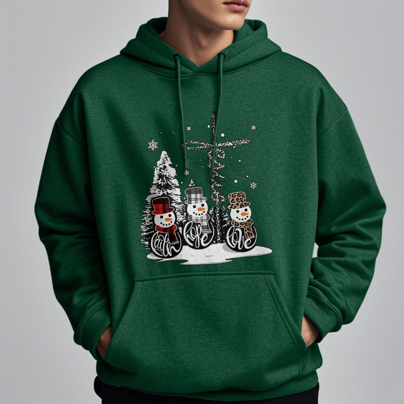 Christianartworkshop Farbiger Stil Glaube Hoffnung Liebe Weihnachten Fleece gefütterter Polyester-Kapuzenpullover