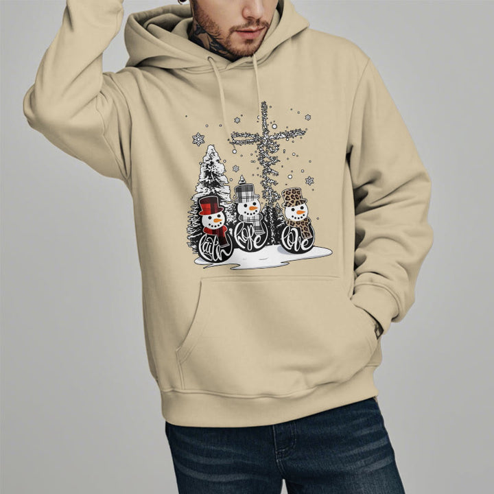 Christianartworkshop Farbiger Stil Glaube Hoffnung Liebe Weihnachten Fleece gefütterter Polyester-Kapuzenpullover