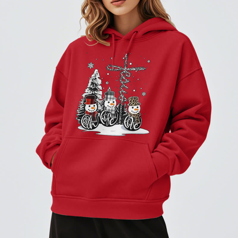 Christianartworkshop Farbiger Stil Glaube Hoffnung Liebe Weihnachten Fleece gefütterter Polyester-Kapuzenpullover