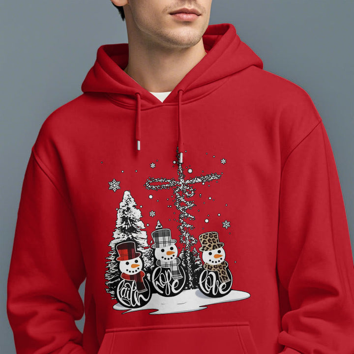 Christianartworkshop Farbiger Stil Glaube Hoffnung Liebe Weihnachten Fleece gefütterter Polyester-Kapuzenpullover